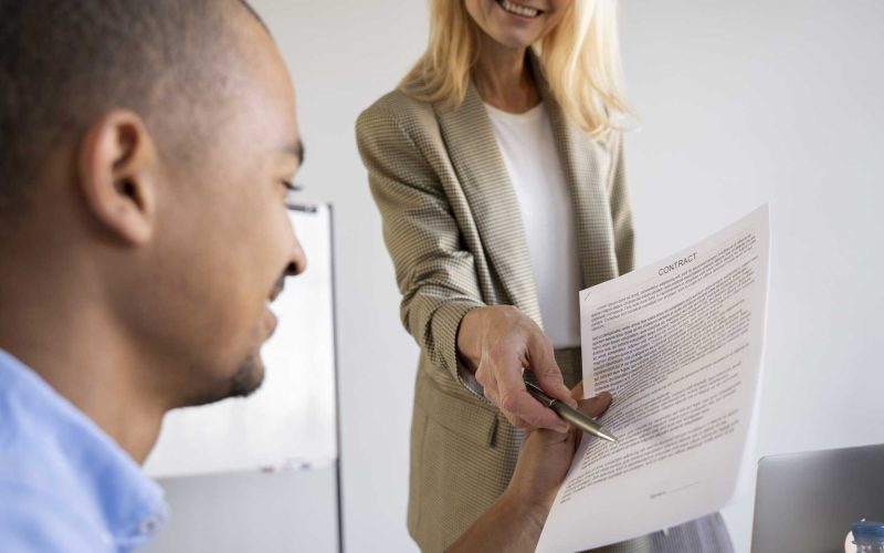 side-view-woman-looking-document